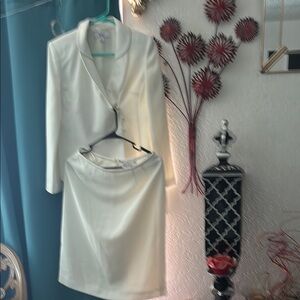 Classic White Women's Blazer and Skirt Set